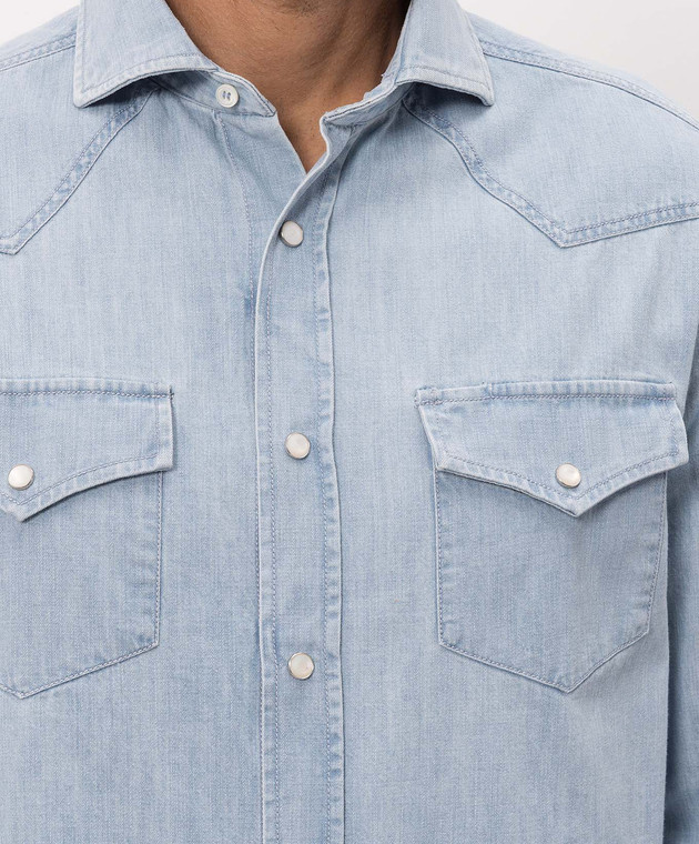 Brunello Cucinelli Голубая джинсовая рубашка MH1924008 изображение 5