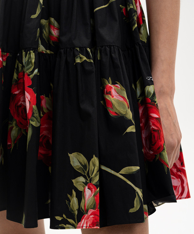 Dolce&Gabbana Чорна спідниця міні в квітковий принт F4CB1THS5UT зображення 5