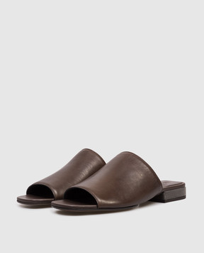 Brunello Cucinelli Коричневі шкіряні мюлі з ланцюжком MZSLC3171