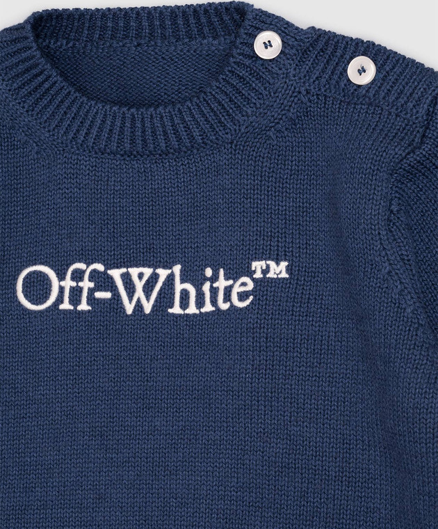Off-White Детский синий костюм с шерстью с вышивкой 44B2X004F26K001 изображение 3