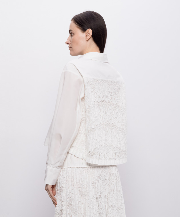 Simkhai Белая укороченная рубашка Kacey с кружевом 2262105PK изображение 4
