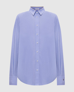 Brunello Cucinelli Блакитна сорочка з ланцюжком моніль MA795NL916