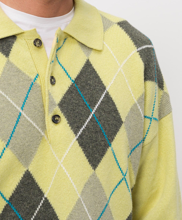 JW Anderson Желтый свитер из шерсти с геометрическим узором KW1487YN0470 изображение 5