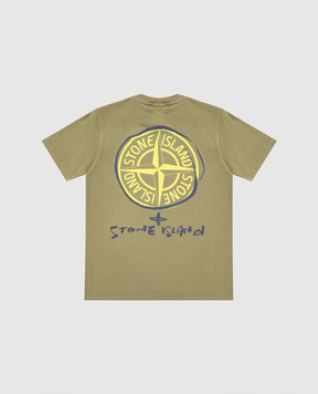 Stone Island Дитяча футболка кольору хакі з емблемою та логотипом L1S162100009S037768