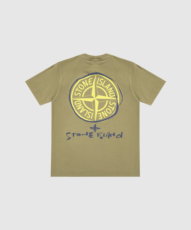 Stone Island Детская футболка цвета хаки с логотипом и эмблемой L1S162100009S03771012 изображение 2