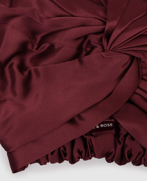 Dore & Rose Шапочка для сну бордового кольору із шовку PREMIUMSILKBONNET