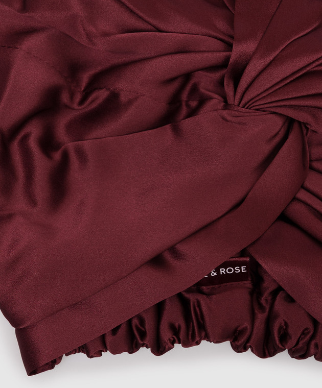 Dore & Rose Шапочка для сну бордового кольору із шовку PREMIUMSILKBONNET зображення 3
