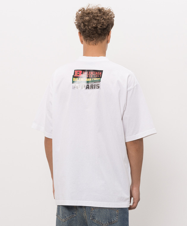 Balenciaga Футболка цвета айвори с принтом 764235TUVS3 изображение 4