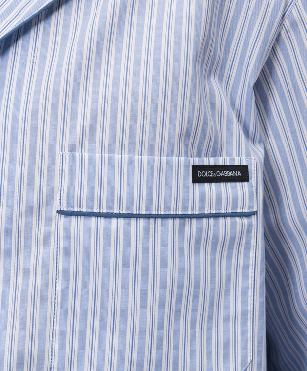 Dolce&Gabbana Блакитна сорочка в піжамному стилі в смужку G5OI9TFR510 зображення 4