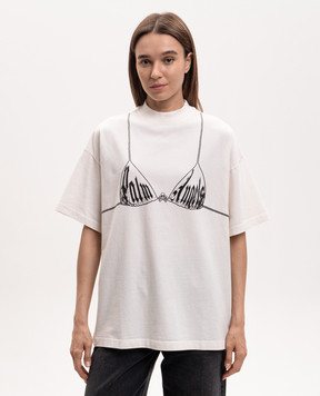 Palm Angels Белая футболка Bra PWAA07BS26JER003