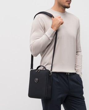 Stefano Ricci Синя шкіряна сумка з емблемою з рутинієвим покриттям ND218GTUVD