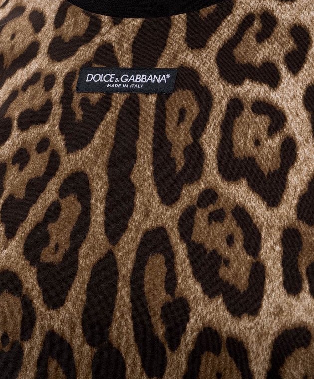 Dolce&Gabbana Коричневая футболка в принт F8V88TFS78S изображение 5