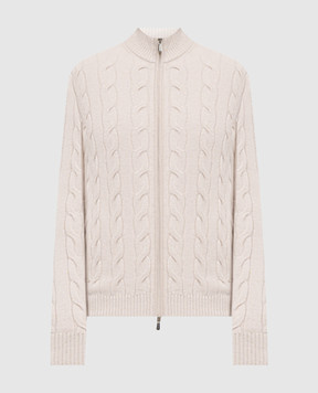 Enrico Mandelli Бежевый кардиган из кашемира в фактурный узор 2K081A5273