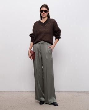 Brunello Cucinelli Зеленые брюки с цепочкой мониль M0H38P8884