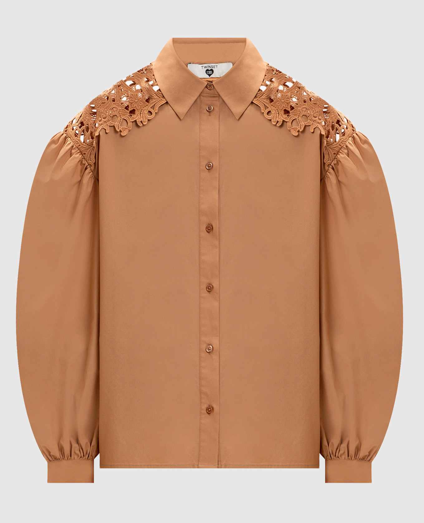 Коричнева сорочка з мереживом