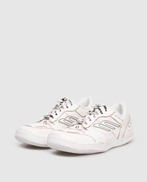 Balenciaga Белые кожаные кроссовки Hamptons с винтажным эффектом 841763WCURS