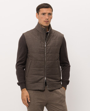 Bertolo Cashmere Коричневый жилет из шерсти и кашемира 000356002732