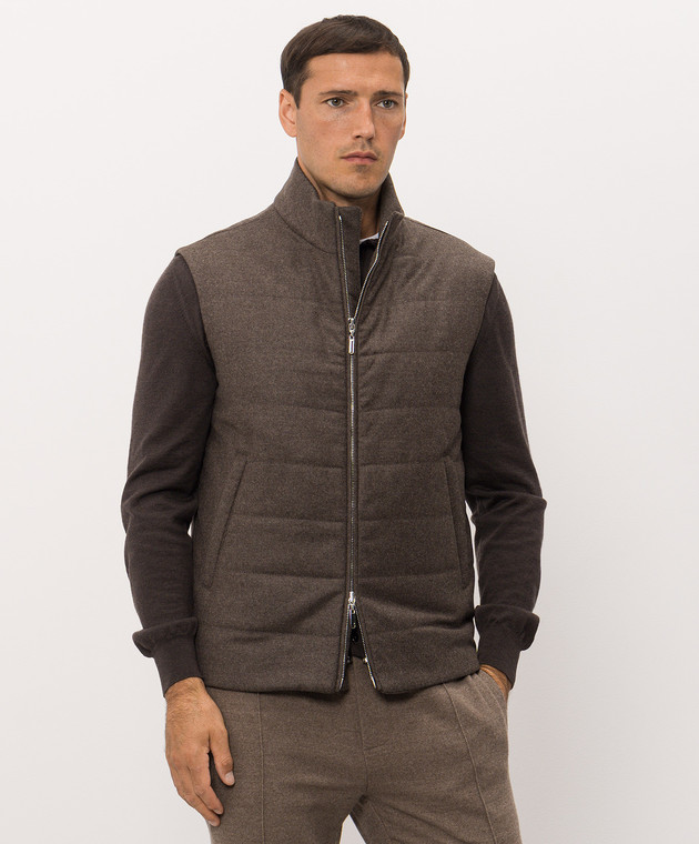 Bertolo Cashmere Коричневый жилет из шерсти и кашемира 000356002732 изображение 3