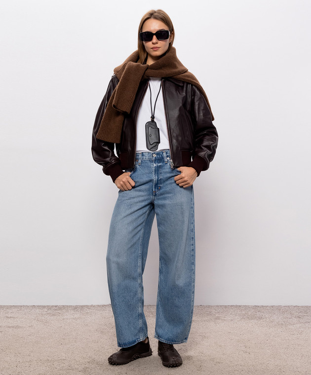 Ami Paris Коричневая кожаная куртка FJK850LH0068 изображение 2