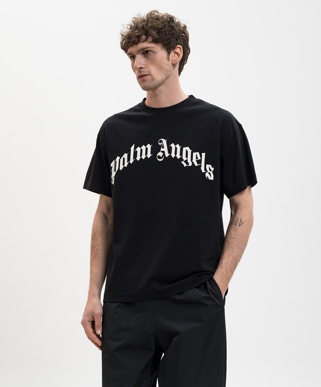 Palm Angels Чорна футболка з контрастним логотипом PMAA109S26JER00G зображення 3