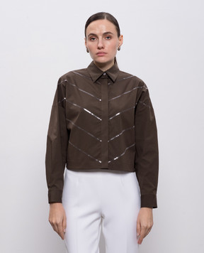 Peserico Коричнева сорочка з паєтками S0687100Q08932