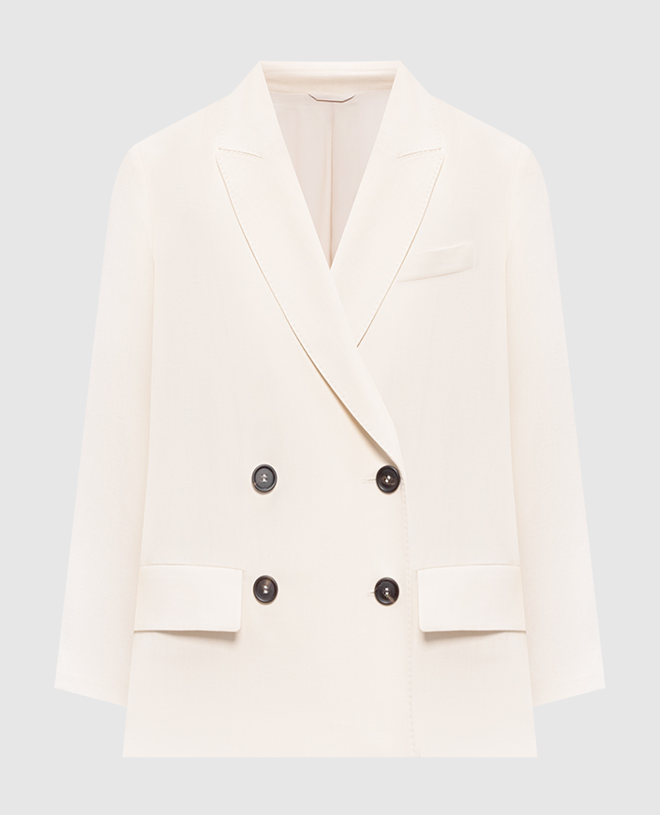 

Бежевый двубортный жакет с льном, Жакеты