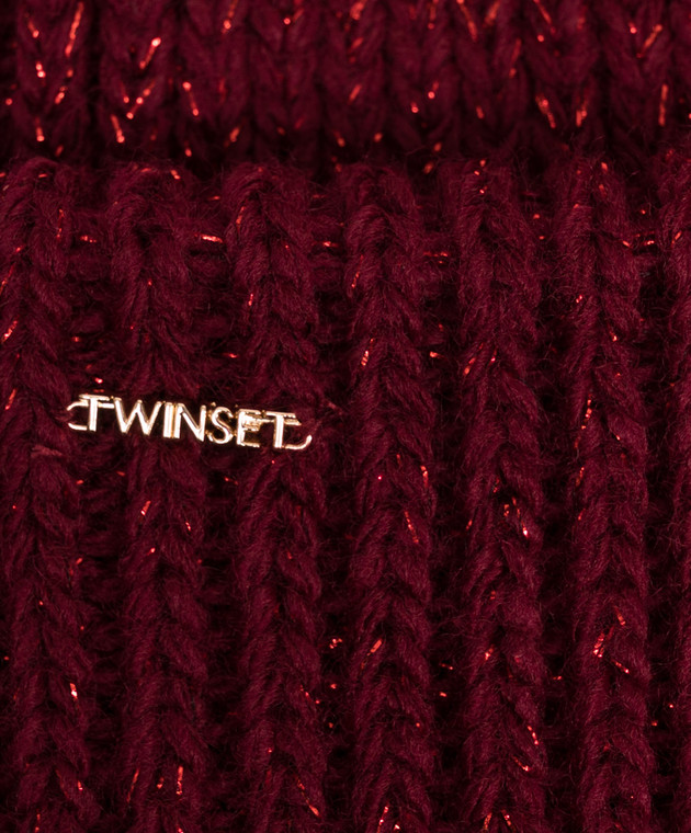 Twinset Бордовая шапка с люрексом 262TA4620 изображение 4