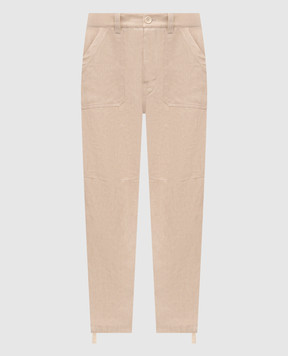 Brunello Cucinelli Бежевые брюки из льна MH249S2470