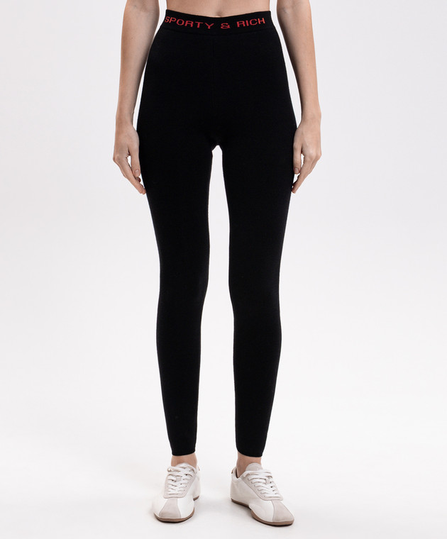Sporty & Rich Черные леггинсы из шерсти PA09682315BA01 изображение 2