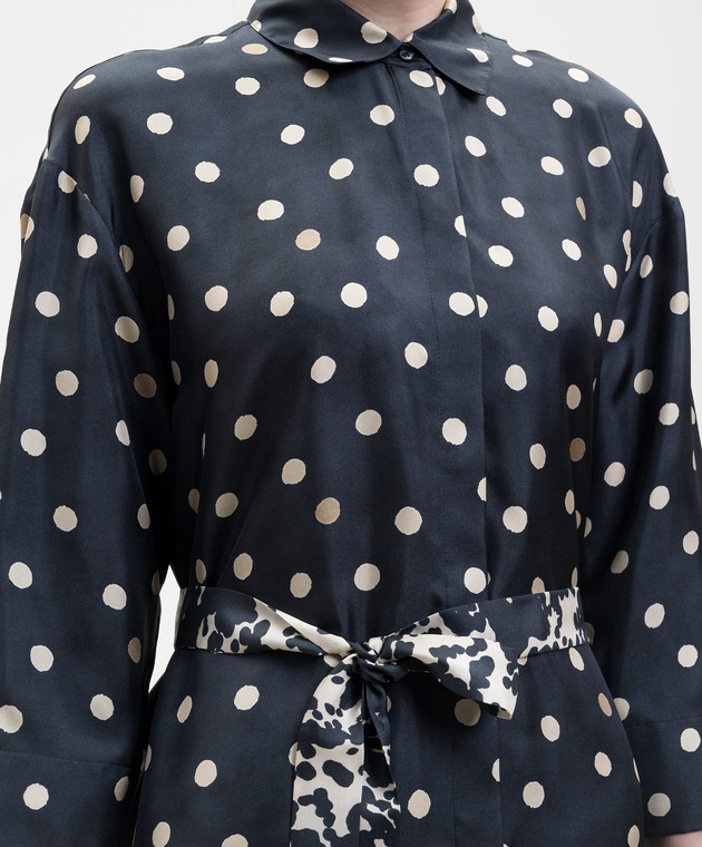 Max Mara Синее платье LEVA из шелка в горох SMMLEVA изображение 4