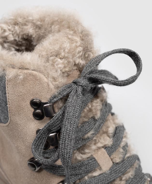 Brunello Cucinelli Бежевые замшевые ботинки на меху MZSFG3377 изображение 5