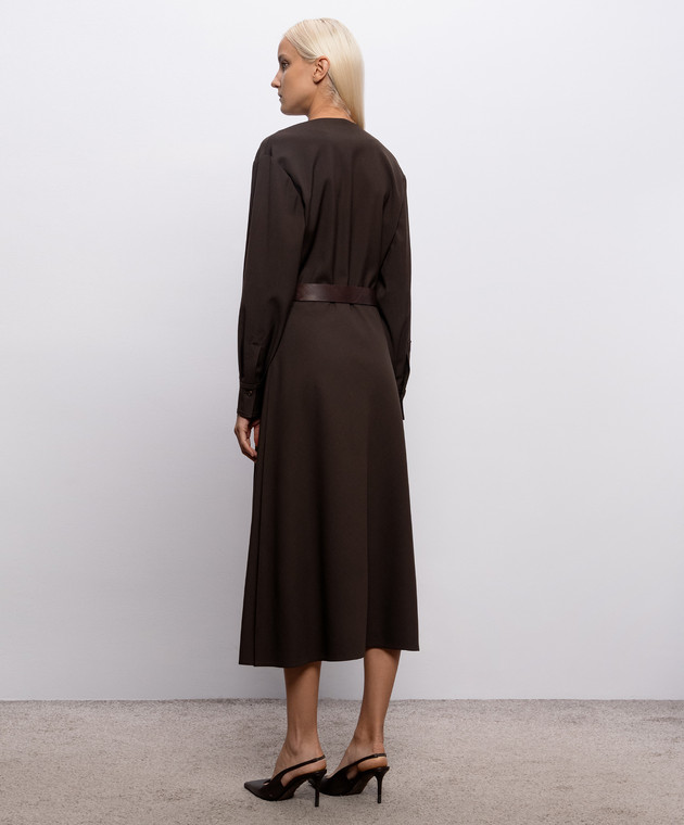 Brunello Cucinelli Коричневое платье миди с шерстью MB143A5547 изображение 4