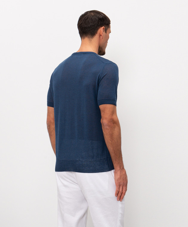 Cashmere&Whiskey Синяя футболка с леном MS003 изображение 3