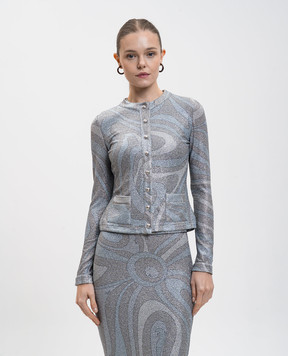 PUCCI Сірий кардиган в принт Marmo з люрексом 5UJM705U767