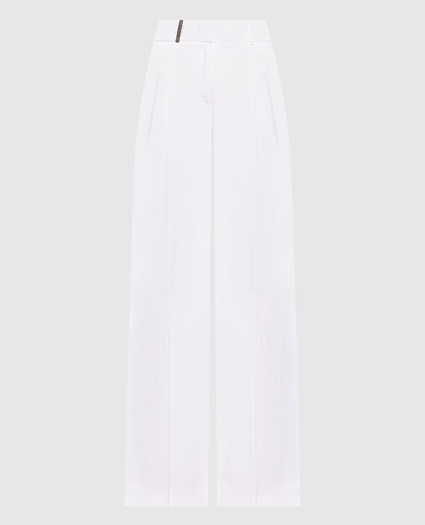 Белые брюки с шелком с патчем