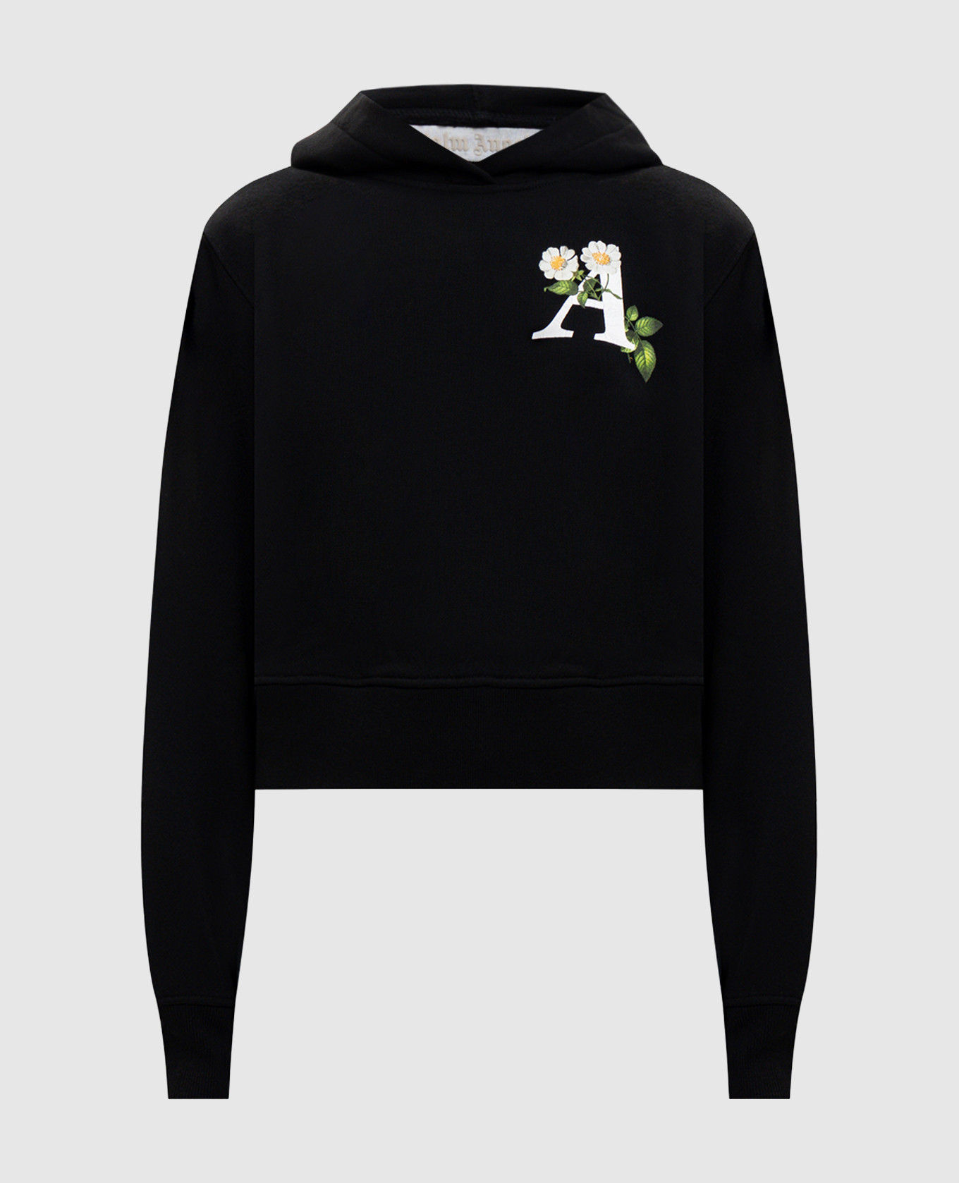 

Черная худая с цветочным принтом логотип, Черный, Худи