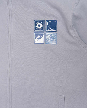 Brunello Cucinelli Дитяча сіра спортивна куртка з брендовим принтом BE854E507A