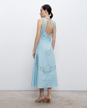 Twinset Блакитна сукня з вишивкою рішельє 261TT2032
