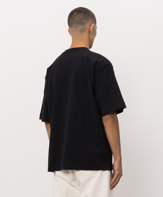 Off-White Черная футболка Stroke с вышивкой логотипа 44MAA120F26J00J изображение 4