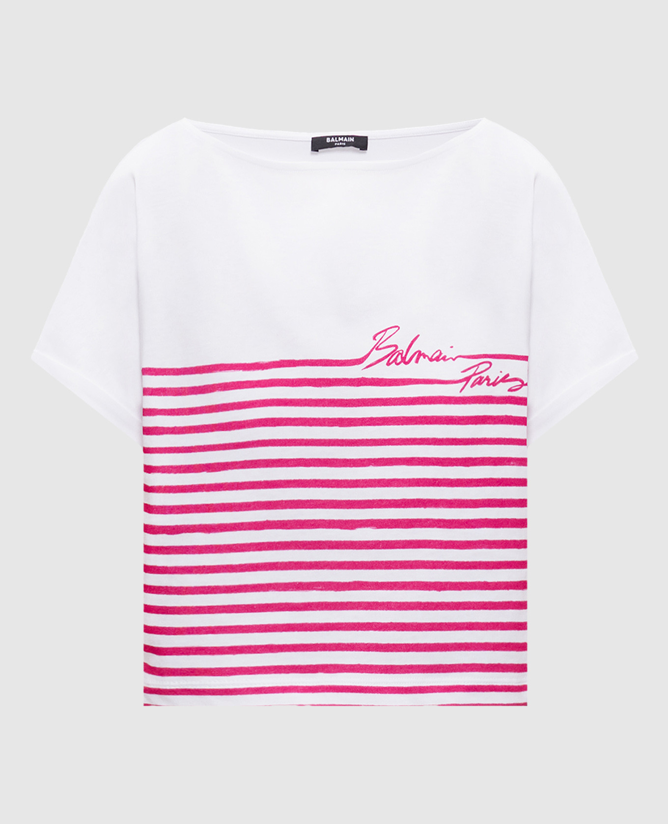 

Белая укороченная футболка в полоску, Белый, Футболки