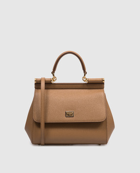 Dolce&Gabbana Коричневая кожаная сумка Sicily BB6003B1001