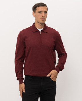 Bertolo Cashmere Бордовое поло из шерсти и шелка 900837000006