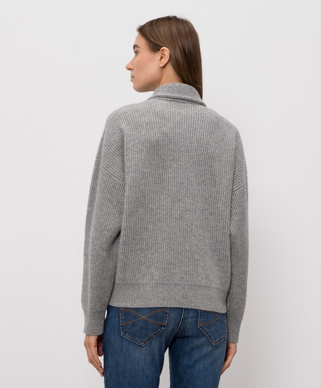 Brunello Cucinelli Сірий кардиган з кашеміру M12724306P зображення 4