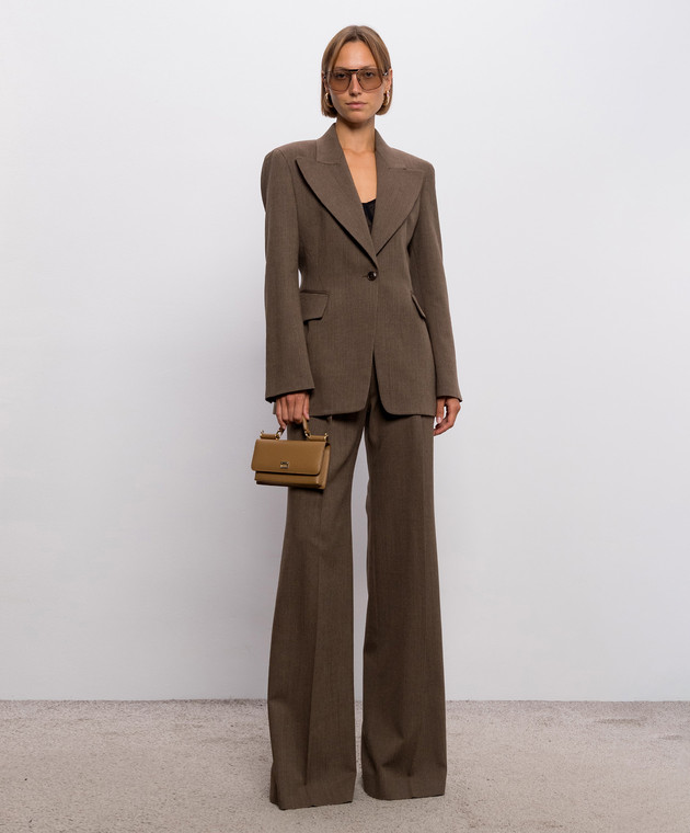 Ermanno Scervino Коричневые брюки-клеш с шерстью в узор D496P301YAX изображение 2
