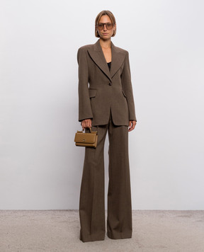 Ermanno Scervino Коричневі штани-кльош з вовною у візерунок D496P301YAX
