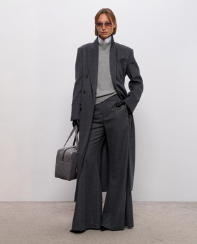 Brunello Cucinelli Сірі штани кльош з вовни та кашеміру MB162P9358