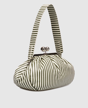 Max Mara Weekend Зелена шкіряна сумка в смужку WKAMEDIUM