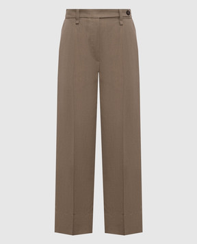 Brunello Cucinelli Коричневі штани з льоном MH126P9184