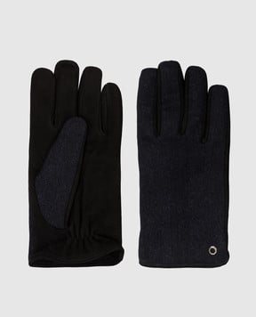 Stefano Ricci Сині комбіновані рукавички у візерунок M5G4300040W2PBCS