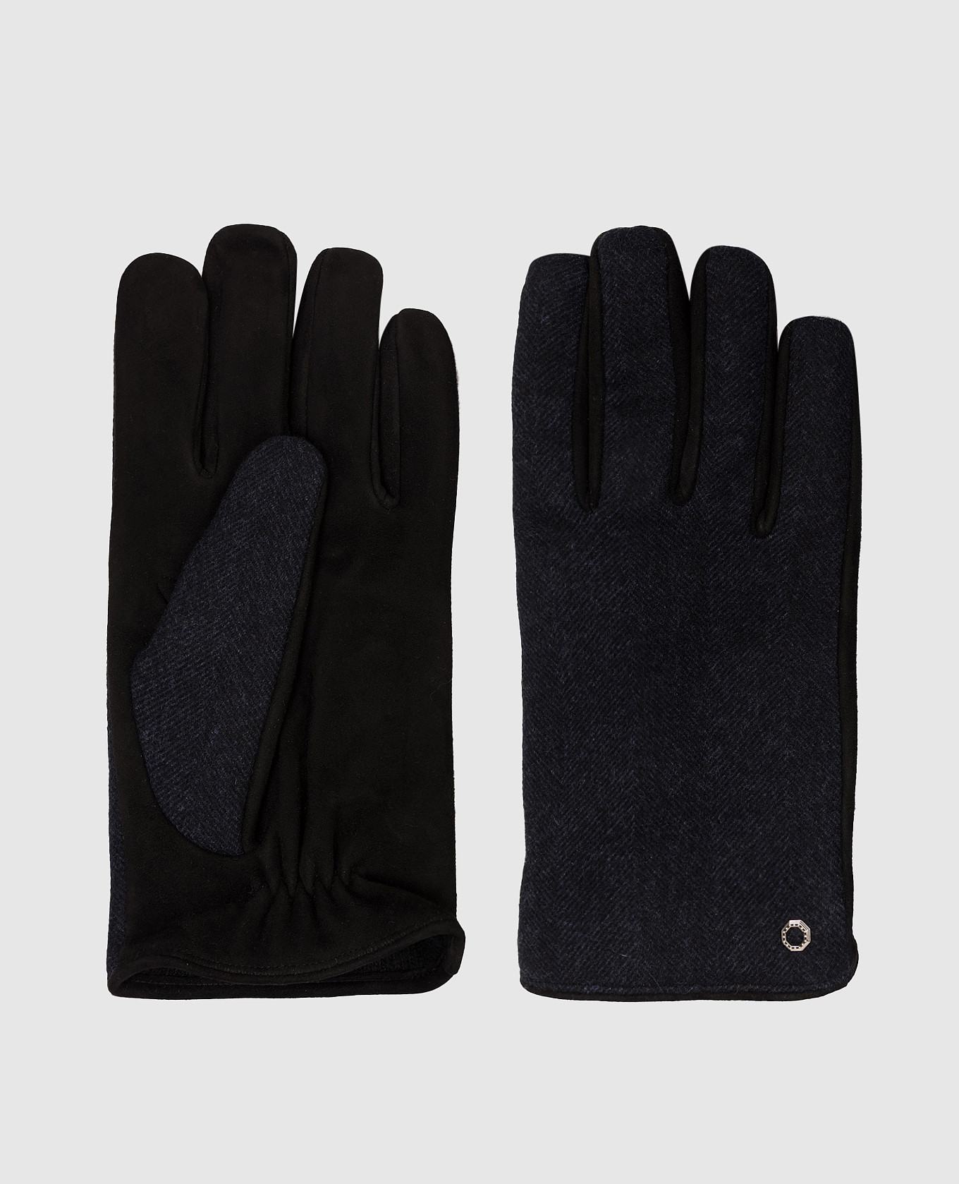 

Синие комбинированные перчатки в узоре, Синий, Перчатки